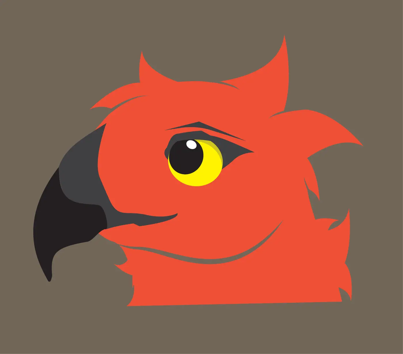 Digital vector drawing. Side-profile of an anthro phoenix with amber eyes.